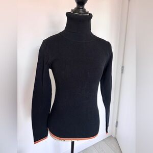 Diesel Black Turtleneck Sweater with Orange Trim
